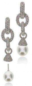 Fat link Diamond earrings- South Sea Pearl