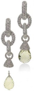Fat link Diamond earrings- Tahitian Pearl