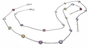 Semi precious multi-colour chain necklace