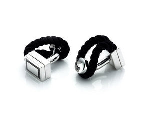 Rope Wrap Cufflinks - Navy