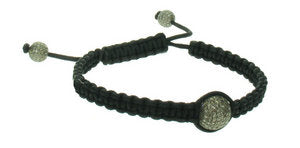 Black silk bracelet with Brown Diamond balls