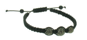 Black silk bracelet with Brown Diamond balls