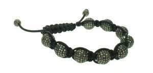 Black silk bracelet with Brown Diamond balls