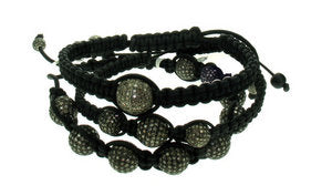 Black silk bracelet with Brown Diamond balls