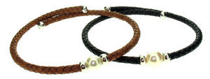 Leather choker with large South Sea Pearl - Tan