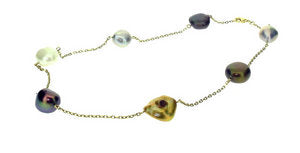 Multi-colour freshwater Pearl & chain necklace