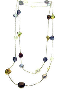 Multi-colour freshwater Pearl & chain necklace