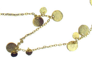 Very long, gold plated disc neckace
