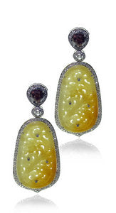 Carved Golden Agate Earrings
