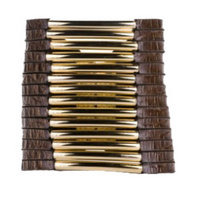 Exotic crocodile skin leather cuff with Gold plated adornment
