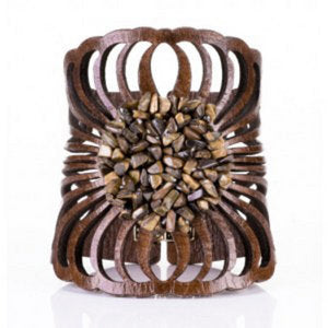 Leather cuff with clustered Tiger Eye