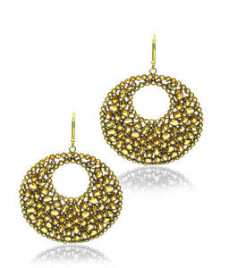 Indian Citrine & Diamond large round earrings - Duplicate