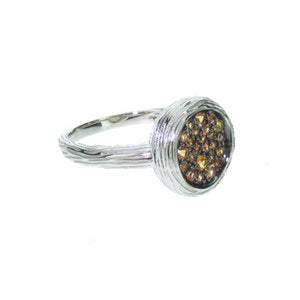 Alexandra Ring - small round - pave set with brown Diamonds - white Gold