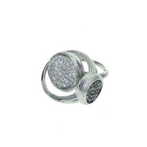 Alexandra Ring - small round - pave set with brown Diamonds - white Gold