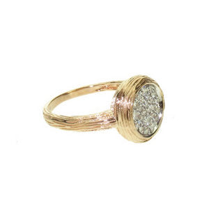 Alexandra Ring - small round - pave set with white Diamonds - rose Gold
