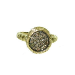 Alexandra Ring - small round - pave set with brown Diamonds - white Gold