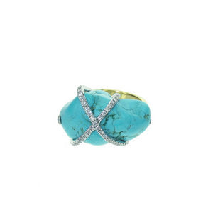 Turquoise rock crossover ring