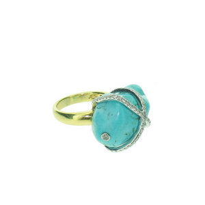 Turquoise rock crossover ring