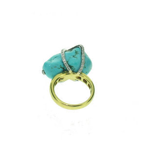 Turquoise rock crossover ring