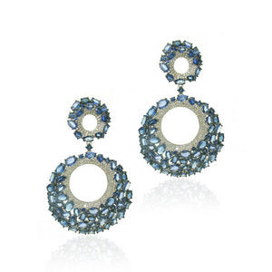 Large variegated double drop earrings