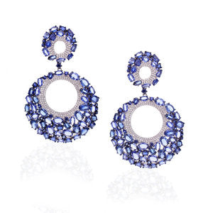 Large Shaded  Blue Sapphire 'Door Knocker' Earrings