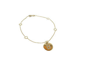 Diamond Love Letter Round Disc Bracelet