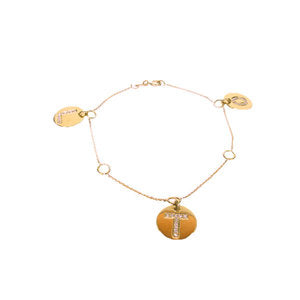 Diamond Love Letter Round Disc Bracelet