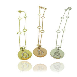 Diamond Love Letter Round Disc Bracelet