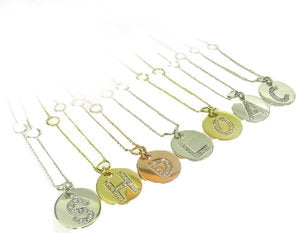Diamond Love Letter Round Disc Bracelet