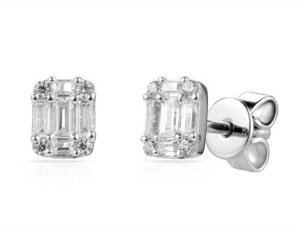 Diamond Studs - Baguette & Brilliant