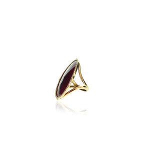 Flat Facetted Large Ruby and Diamond ring