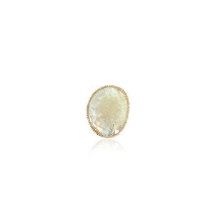 Flat Facetted Large Natural Sapphire and Diamond ring