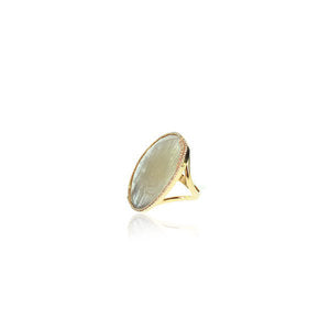 Flat Facetted Large Natural Sapphire and Diamond ring