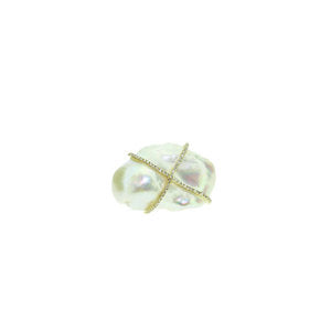 Baroque Pearl Crossover Ring