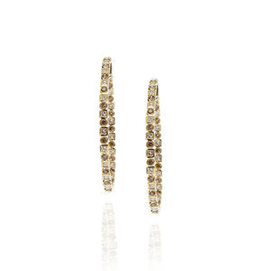 Large square white and brown diamond hoops