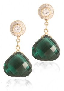 Diamond Studs with detachable Briolette - Emerald