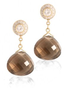 Diamond Studs with detachable Briolette - Emerald
