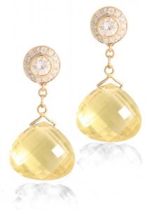 Diamond Studs with detachable Briolette - Emerald