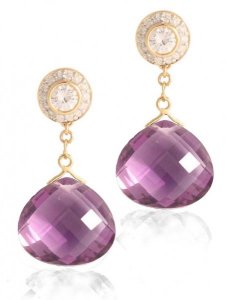 Diamond Studs with detachable Briolette - Emerald