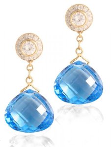 Diamond Studs with detachable Briolette - Emerald