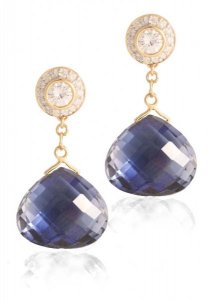 Diamond Studs with detachable Briolette - Emerald
