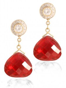 Diamond Studs with detachable Briolette - Emerald