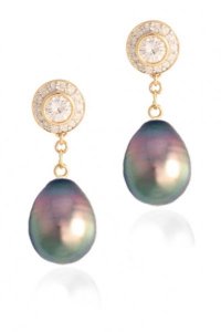 Diamond Studs with detachable Briolette - Emerald