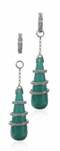 Baby Diamond hoops and detachable pear drops - Turquoise
