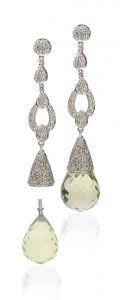 Interchangeable 'Antique' diamond earrings - Lemon Citrine