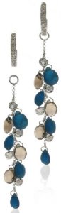 Diamond hoops & detachable diamond and Smokey Topaz briolette showers