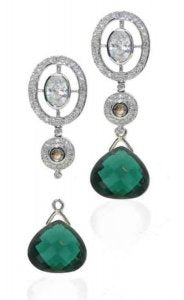 Oval diamond earrings with detachable South Sea pearl