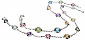 Semi precious multi-colour chain bracelet
