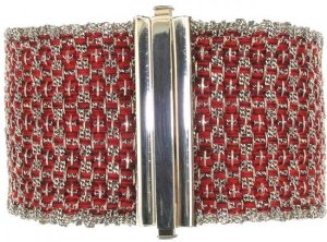 Woven silk and Silver - Lozenge - Cuff