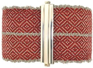 Woven silk and Silver - Diamond pattern - cuff